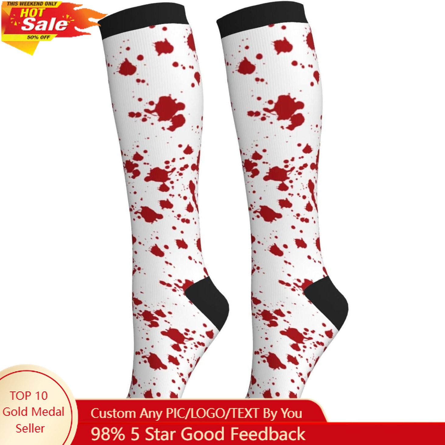 Knee High Sock Women - 圧縮ソックスふくらはぎ膝高サポートソックスノベルティ女性男性アスレチックランニングハイキングナース