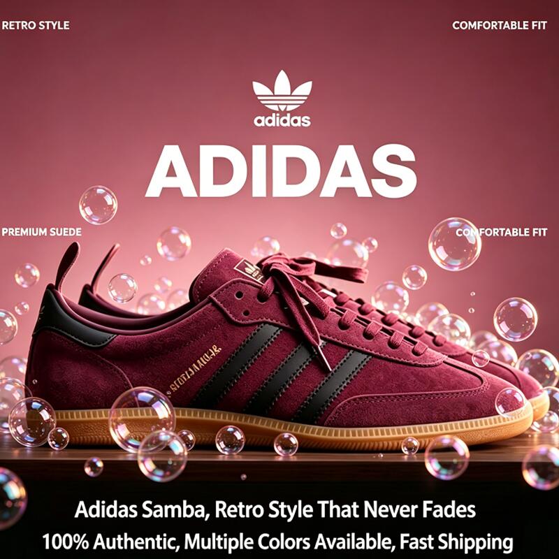Adidas Shoes Samba - アディダス サンバ トレフォイル ユニセックス ロートップ スニーカー、クラシック耐摩耗性ストリート