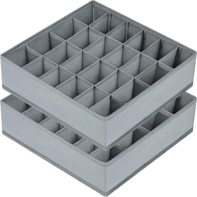 2個セット 24区画 布製靴下＆下着オーガナイザー - 丈夫 - Sock Organizer Tray のレビューと価格