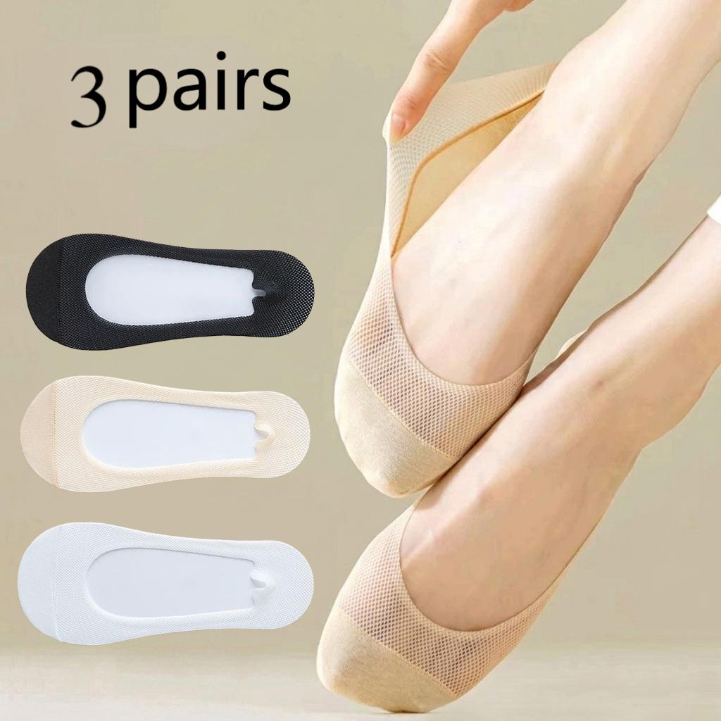 3足組、女性用インビジブルノーショーソックス、シリコン滑り止 - Invisibility Sock Loafer のレビューと価格