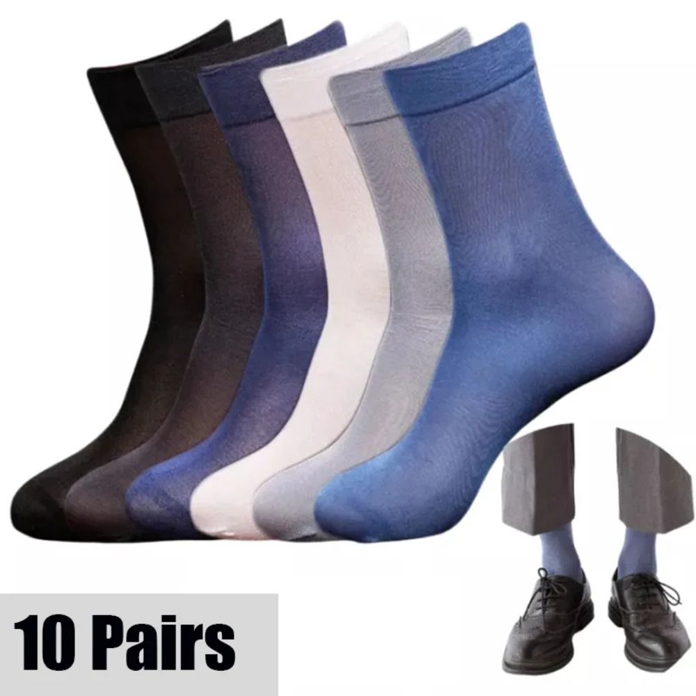 10 ペアファッション通気性男性アイスシルクソックスソフト弾 - Silk Sock Bamboo のレビューと価格