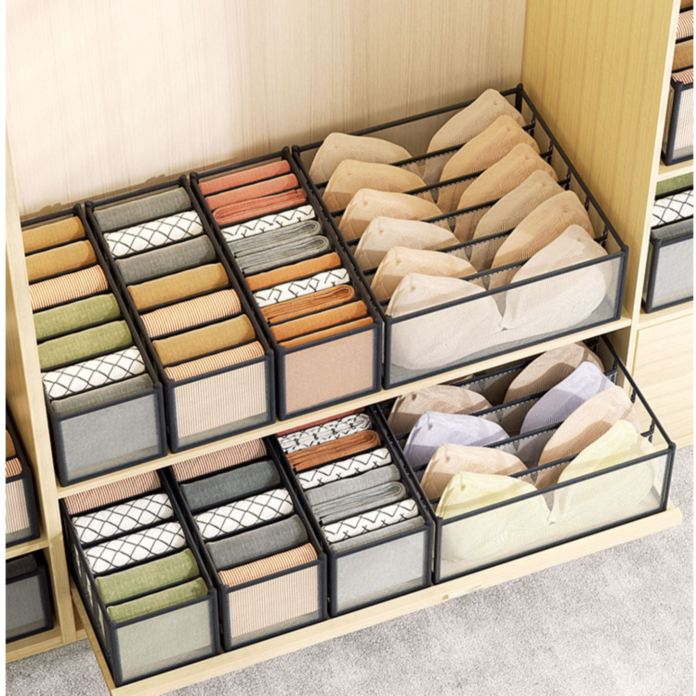 下着収納ボックス ホームワードローブ 引き出し式 靴下 下着 - Sock Organizer Tray のレビューと価格